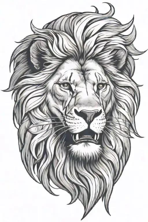 Male Lion's Head With Mane Roaring