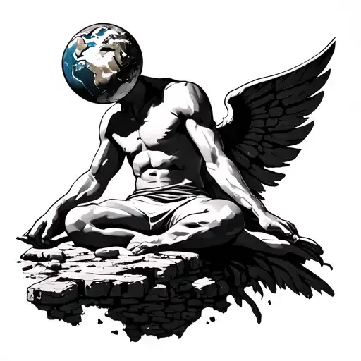 Atlas Holding The Earth Sitting On The Acropolis
