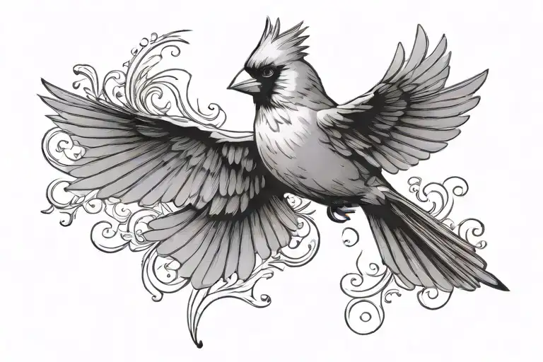 Cardinal Flying Towards