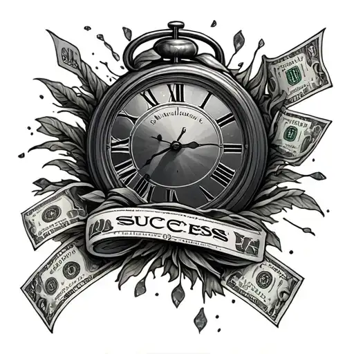 Success Can't Be Bough With Money And Clock Surrounded