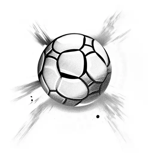 A Black-grey Tattoo Of A Soccer Player Dribbling A Basketball