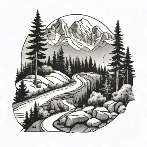 Mountain Forest Road Leading Towards