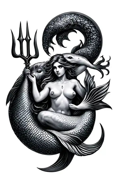 Seal Trident Surrounded By Mermaid