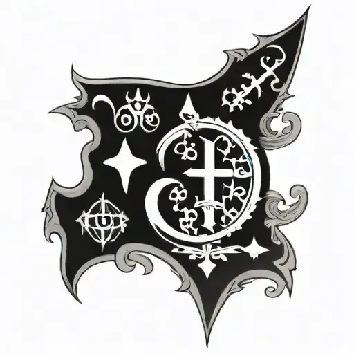 Tattoo On Neck Sharp Lines And Patterns Gothic Style On Neck Crescent Crosses Gothic