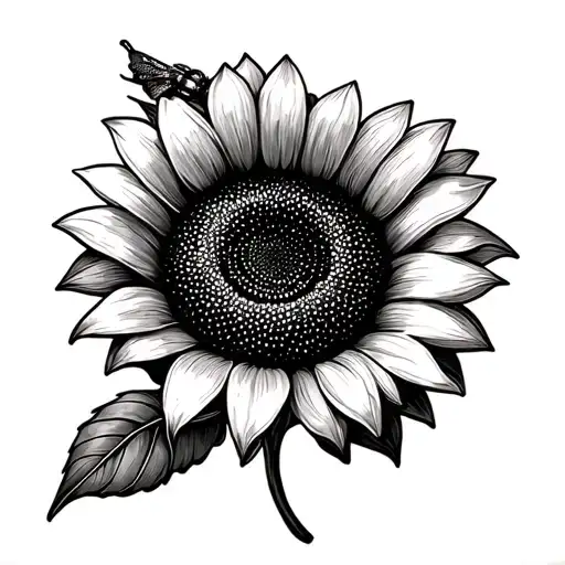 Dotwork Sunflower Beehive