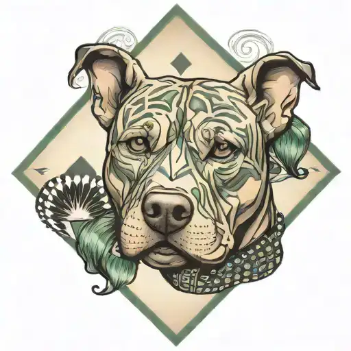 Pitbull Beige And Green Diamonds Playing Card