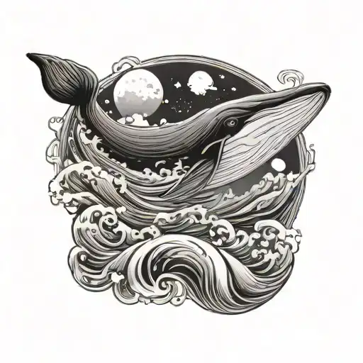Whale Wave Moon