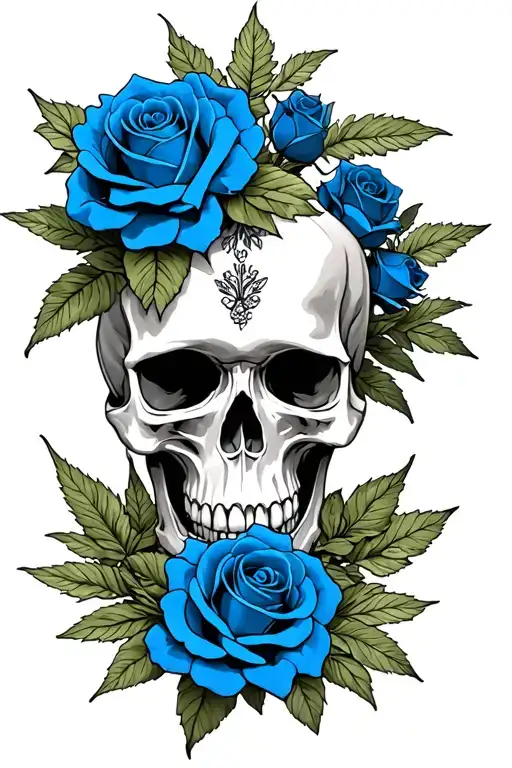 Skull Marijana With Blue Roses