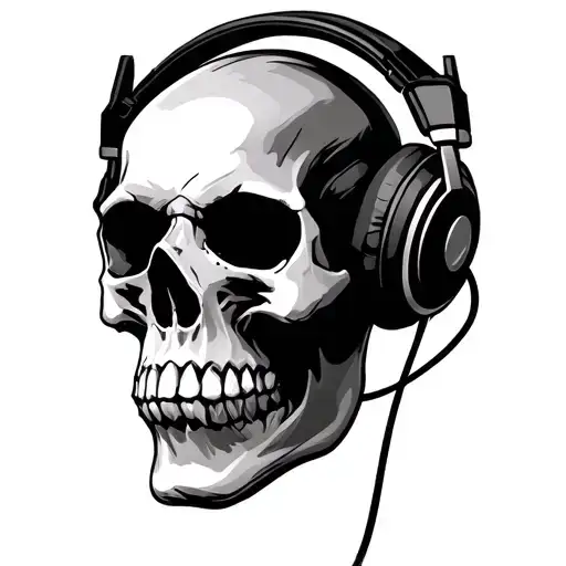 Skull Wearing Headphones