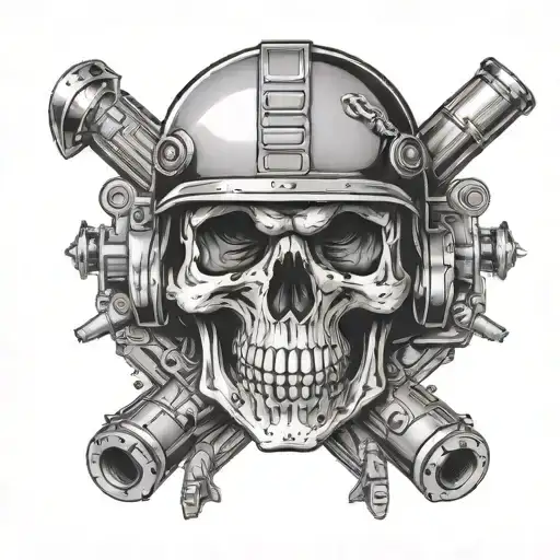 Skull In Helmet Cartridges Shells