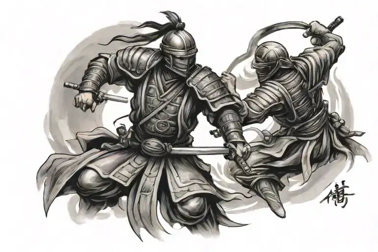 Samurai Fighting Ninja