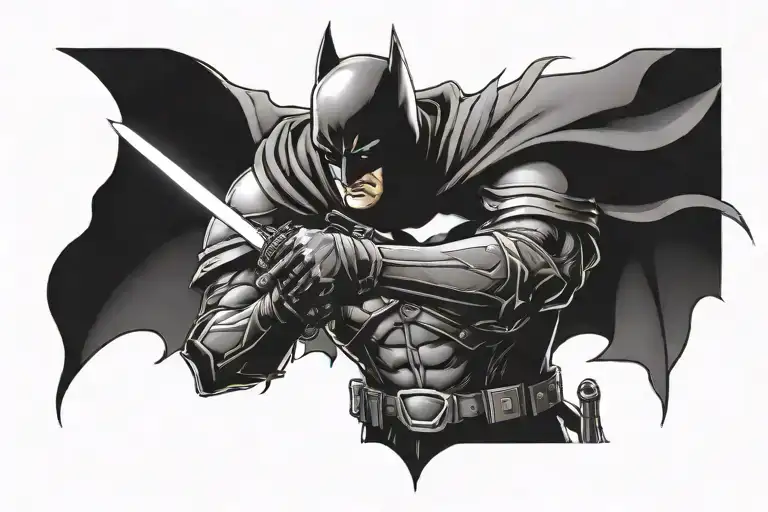 Dark Knight Holding A Sword With Lighting Around It