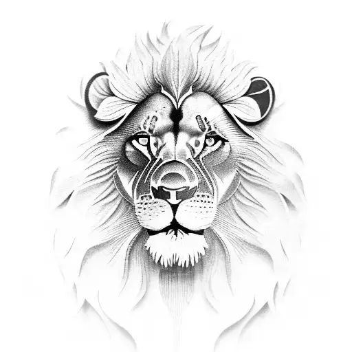 Full Body Of A Lion Attacking