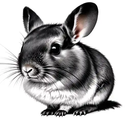 Black And White Tattoo Of Chinchilla Realism