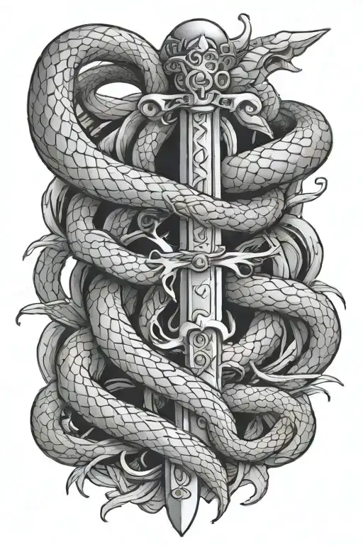 Sword And Snakes Wrapped
