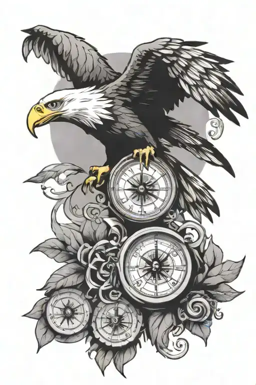 Eagle And Compass With Clock