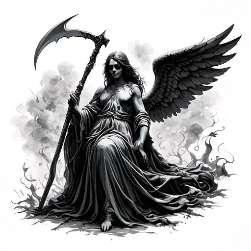Angel And Death With A Scythe