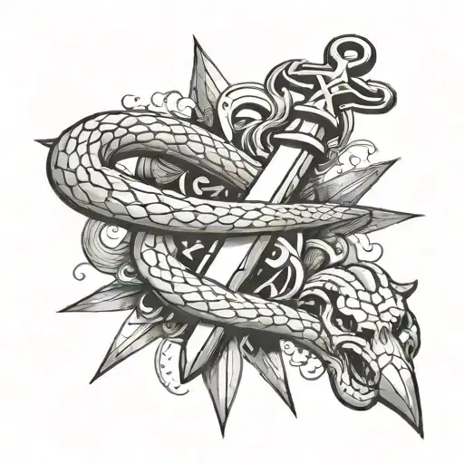 A Sword With A Snake Above The Cross