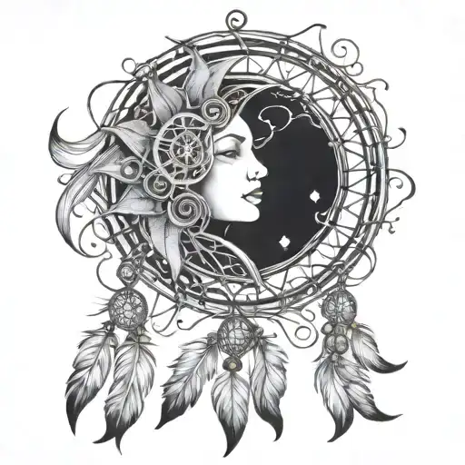 Moon And Sun Dream Catcher Entangled