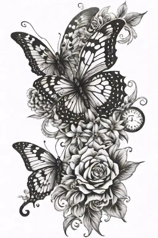 Time Life Butterfly Flowers Feather Necklace