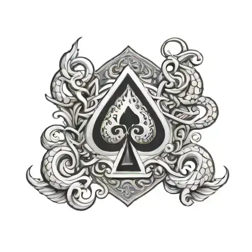 Ace Of Spades With A Snake Rapped Around The Card
