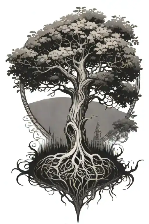 A Tree Of Life That Has Roots Shaped Into A Heart