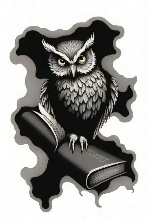 Owl And Book Open Simple