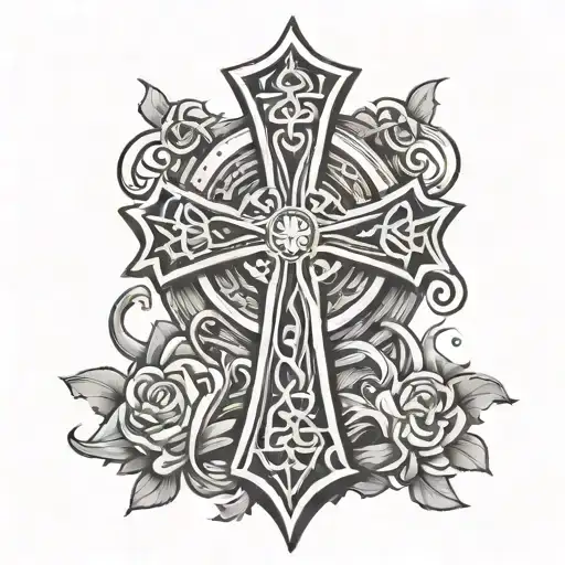 Celtic Cross With Bottle Of Draino In Center Symbolizing