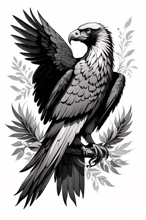 Quetzal Bird And Golden Eagle Intertwined