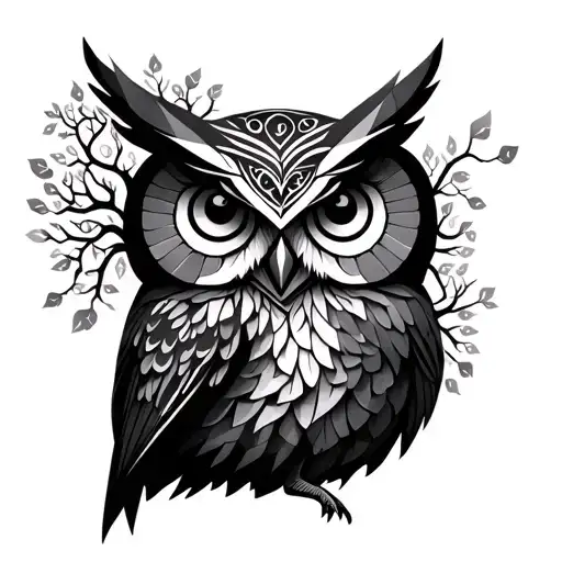 Geometric Owl And A Tree Of Life