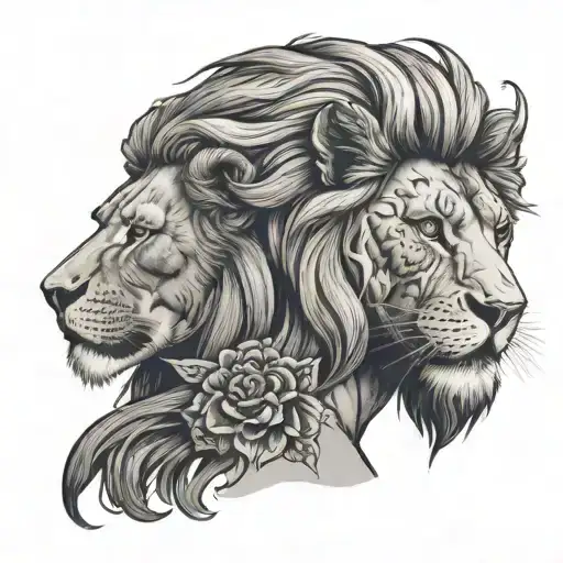 Woman On The Head An Evil Lion Protects