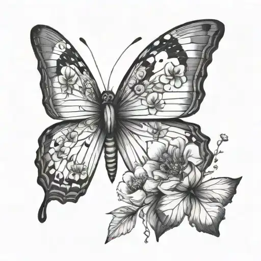 Find Line Butterfly With October And September Birth Flower