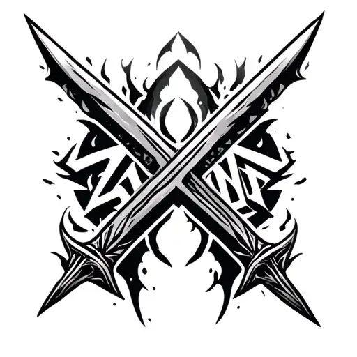 Zane Ray Sczeh In Tribal Font Shaped Like A Sword Emerging