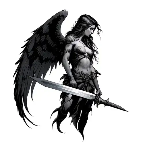 Dark Angel Holding A Sword