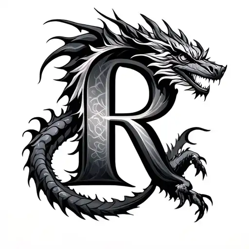Letter R In The Shape Of A Dragon