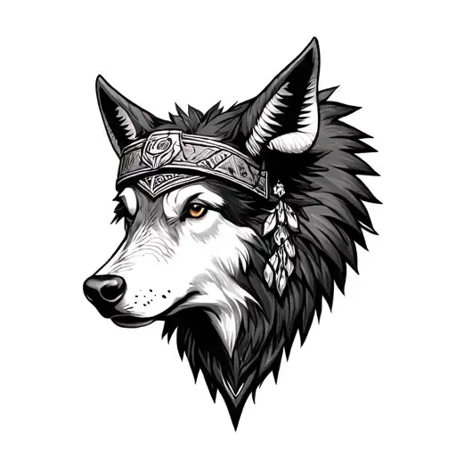 Wolf Headdress Being Worn By An Ox Head