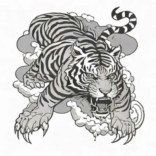 Japanese Tiger With Clouds