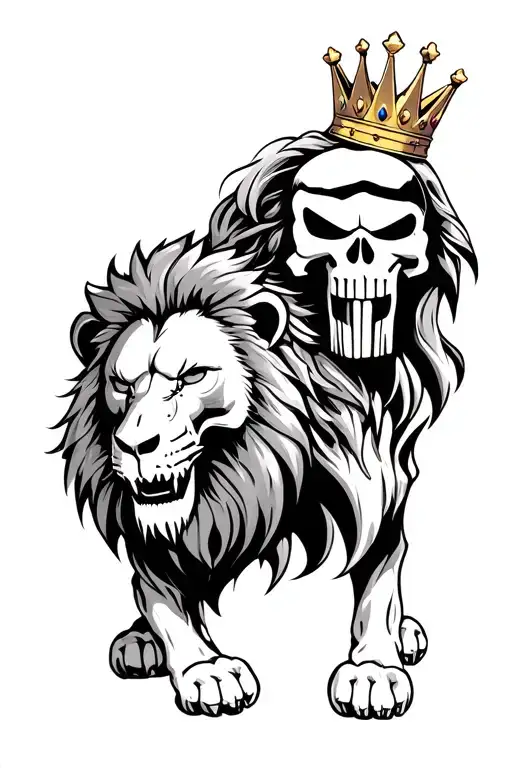 Punisher And Lion Wearing A Crown