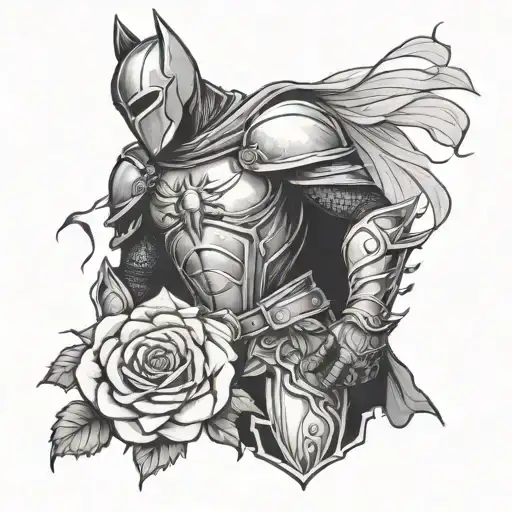 Dark Fantasy Knight Holding A Rose