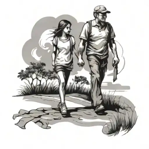 Father And Daughter Walking