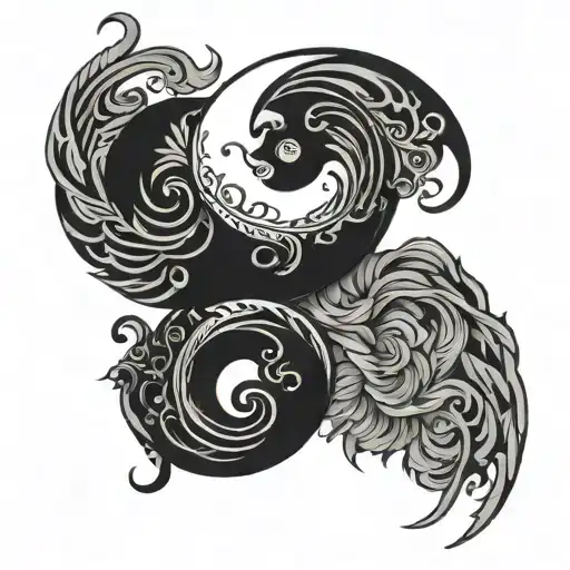 Yin Yang Abstract Head Heart Hands