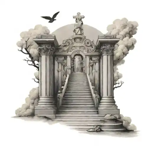 Stairway To Heaven With Figure In The Gates