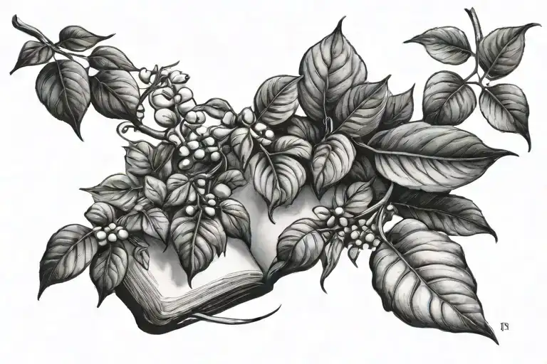 Coffee Plant And Reading Vines