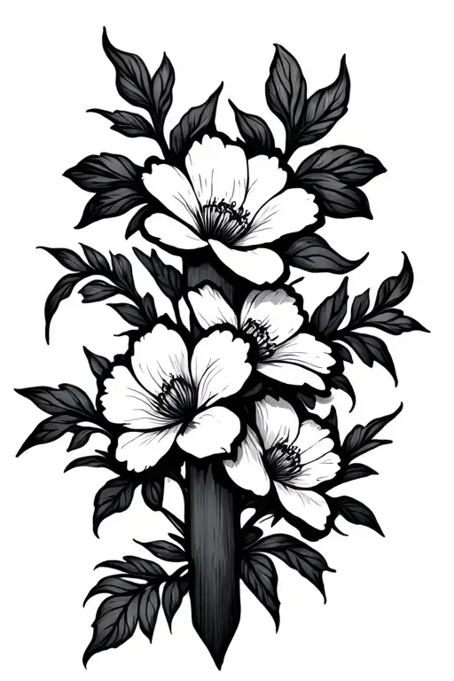 Flowers Blooming Christian Cross