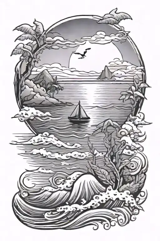 Sea And Sunset Beach