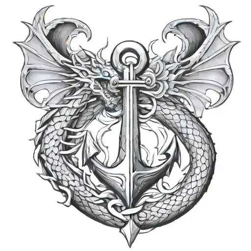 Feminine Anchor And Dragon Wrapped