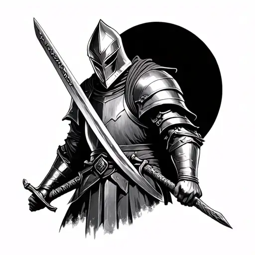 Realistic Knight Holding A Sword