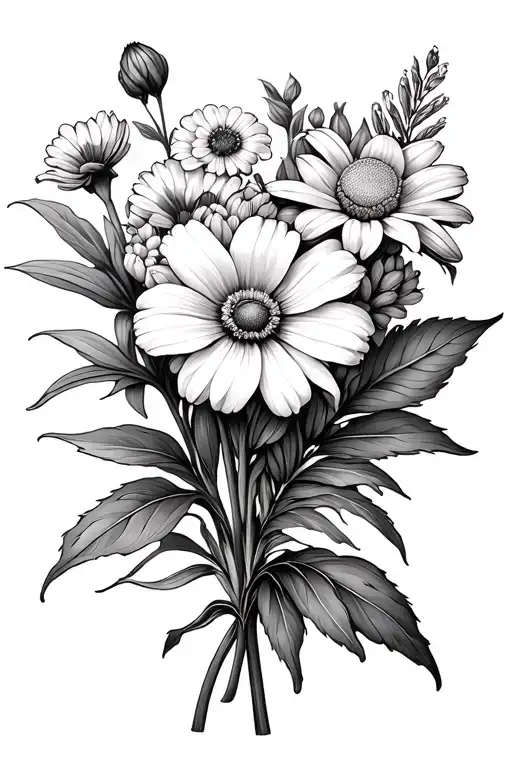 Bouquet Of 2 July Birth Flowers 1 June Birth Flower And 1 December Birth Flower