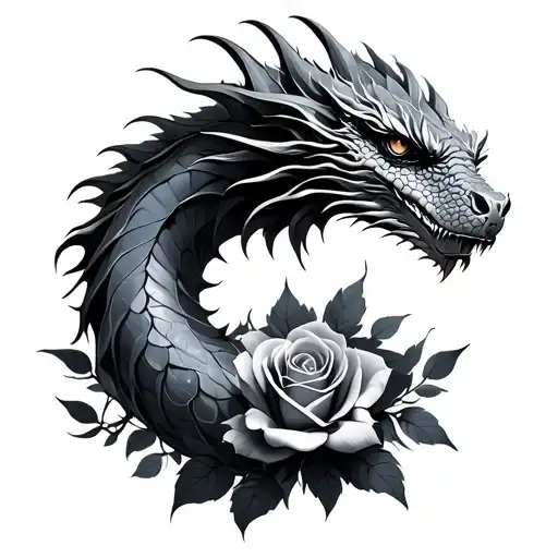 Dragon And Roses