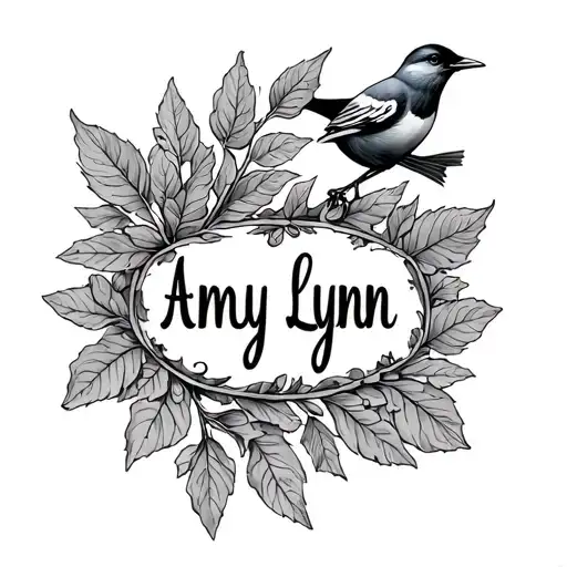 Amy Lynn Name With Leave And Bird